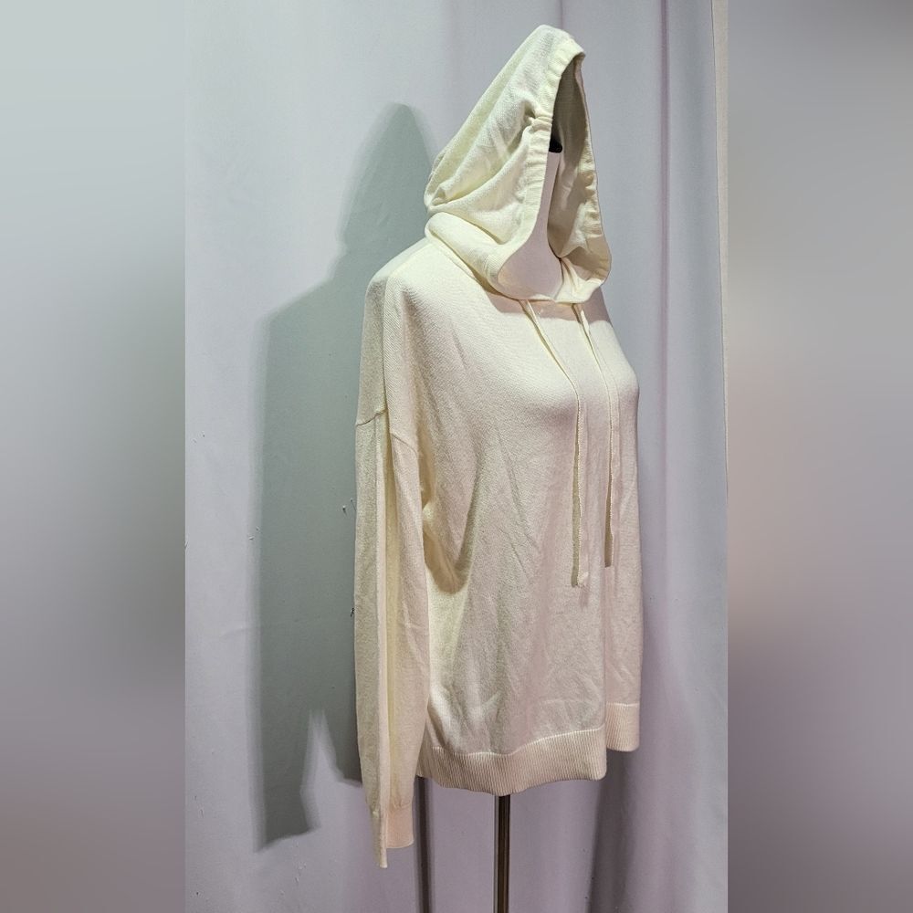 Members Mark Women's Ivory Cream Cashmere Blend Pullover Hoodie Size Medium GUC - Picture 5 of 12